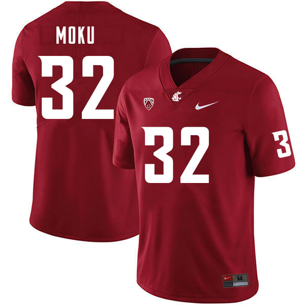 Men #32 Tanner Moku Washington Cougars College Football Jerseys Sale-Crimson